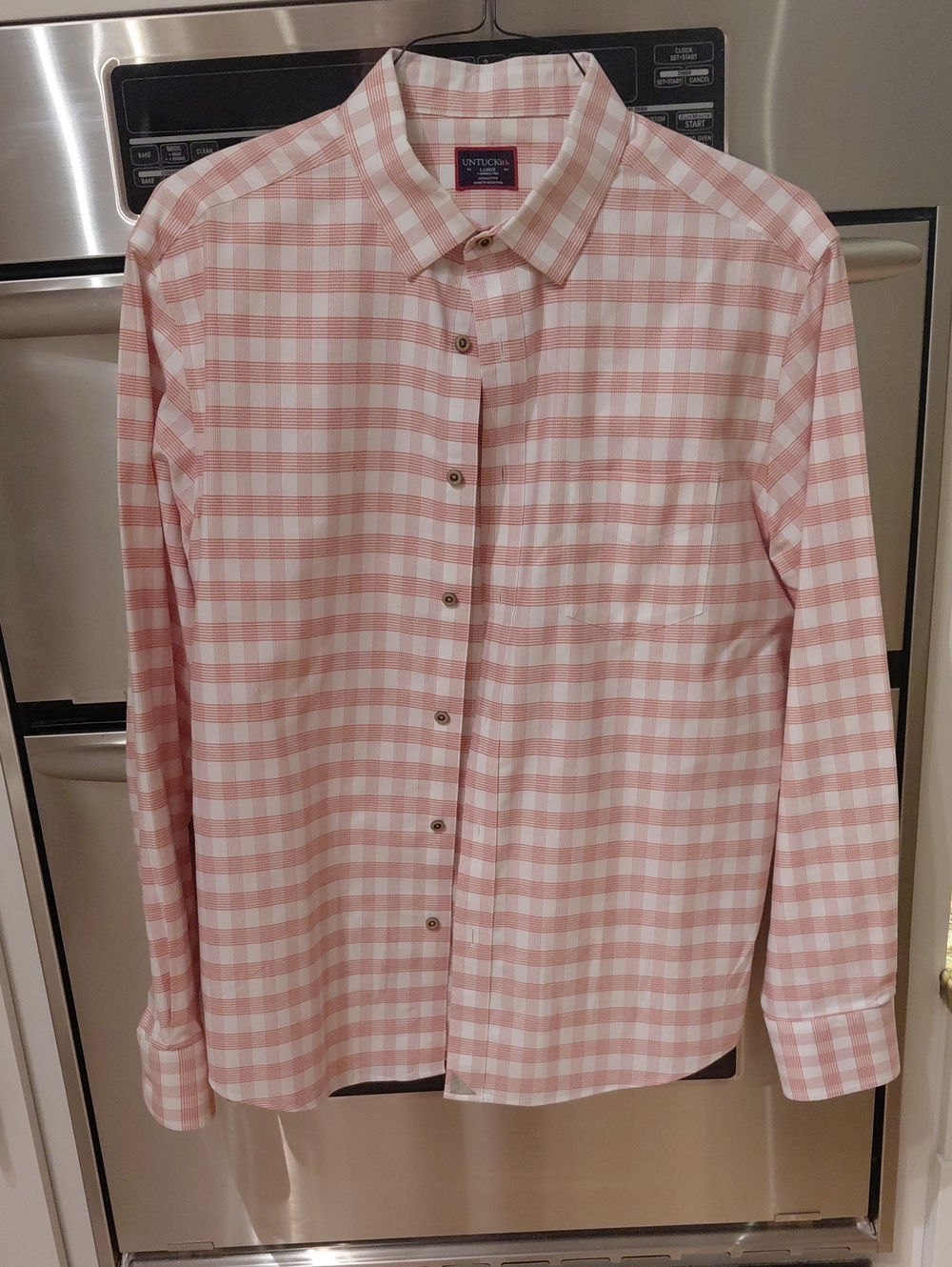 UNTUCKit Men's Pink and White Gingham Button-Down Shirt